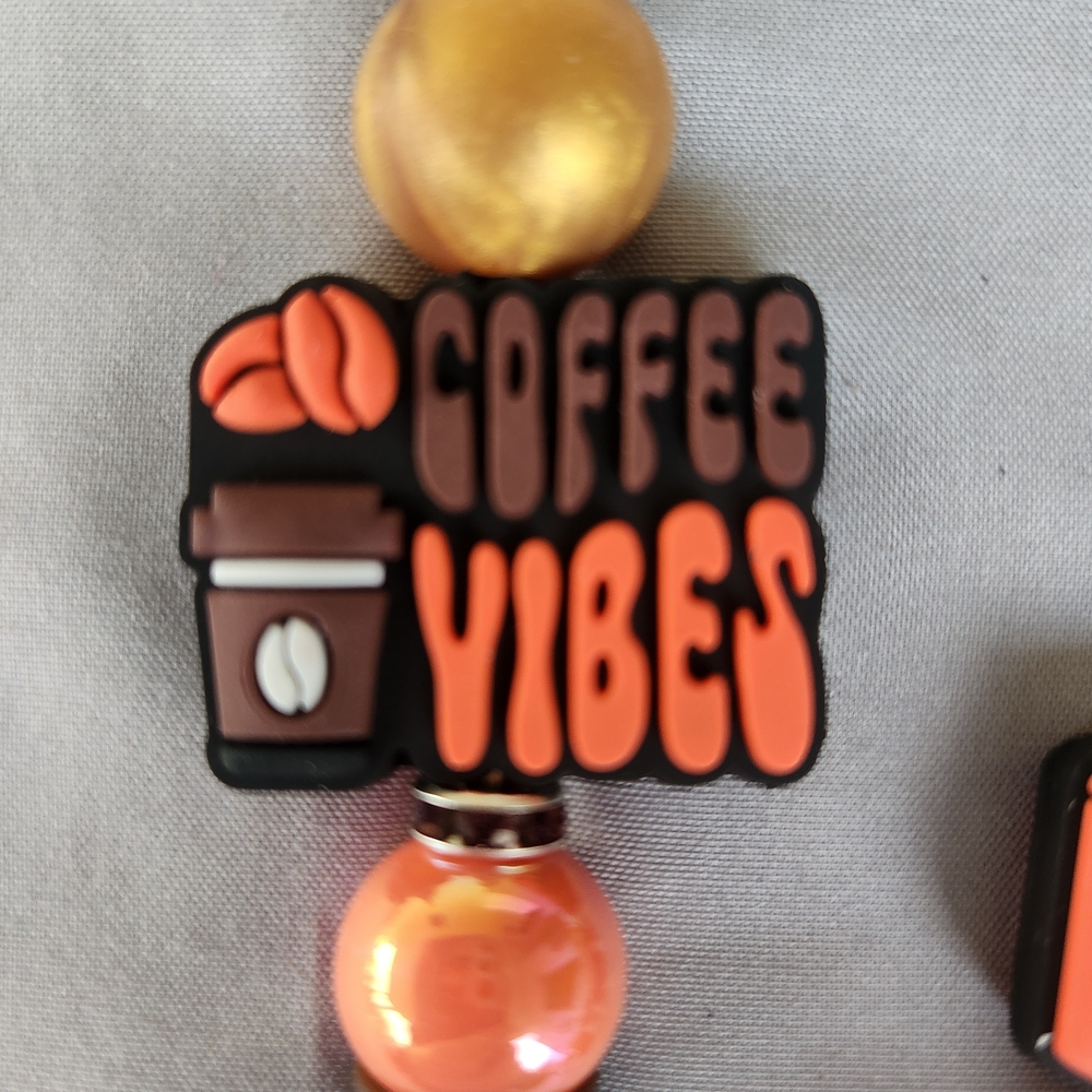 COFFEE THEMED beadable pen & keychain set - Picture 2 of 4